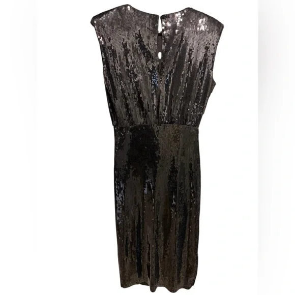 EXPRESS Women's Espresso Brown Sequin Midi Dress - Picture 5 of 6
